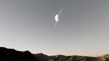 alien planet in space, science fiction landscape, 3d render