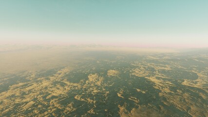 Fototapeta premium alien planet in space, science fiction landscape, 3d render