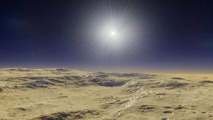 alien planet in space, science fiction landscape, 3d render