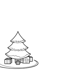 christmas tree with gifts isolated on white background cartoon style, holidays gifted child