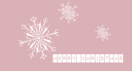 Merry Christmas Pink Card with Silhouette and Text 