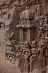 sculptures on the wall of temple