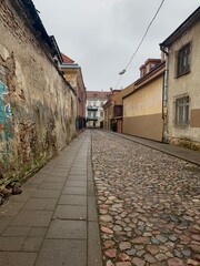 Vilnius old town.Narrow,rocky road