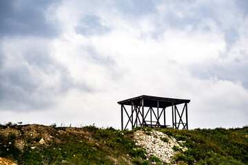Gazebo for a picnic without people. holidays, privacy, self-isolation