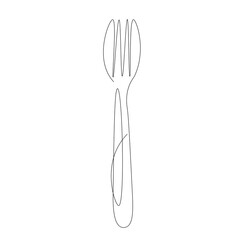 Fork line drawing. Vector illustration