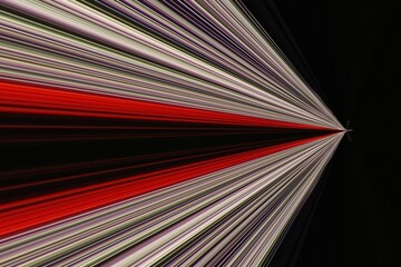 white and red lines on black background simulating high speed blur effect towards a vanishing point