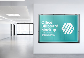 Frame Hanging on White Office Wall Mockup