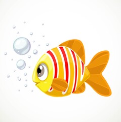 Fototapeta na wymiar Cute cartoon yellow stripped sea fish isolated on a white background