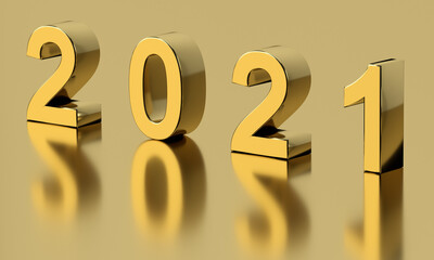 New year concept. Golden number 2021