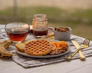 breakfast with tea and wafer