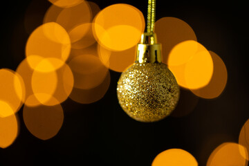 golden christmas balls