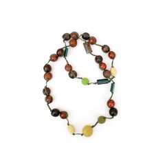 Ethnic wooden beads isolated on white background