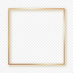 Gold glowing square frame with shadow
