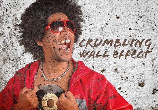 Crumbling Grunge Wall Photo Effect Mockup