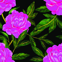 Watercolor seamless patterb with beautiful peonies. Fashion floral print for textile. Vector.	