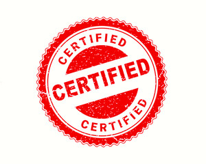 Certified stamp in rubber style, red round grunge Certified sign, rubber stamp on white, vector illustration
