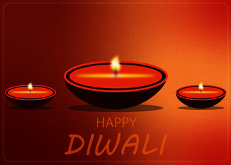 Illustration abstraction of Diwali festival 2020 celebration with diwali diya at night isolated on black background