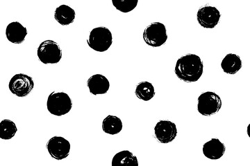 Hand drawn vector polka dot ornament grunge seamless pattern. Abstract black and white geometric texture background. © anna_sea