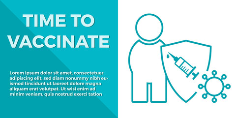 Info-Broschüre - Impfung - Mann hinter einem Schutzschild mit Spritze gegen Coronavirus