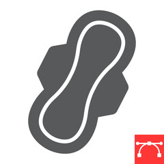 Sanitary napkin glyph icon, protection and hygiene, sanitary pad sign vector graphics, editable stroke solid icon, eps 10.