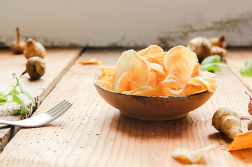 Topinambur Chips Schale Chip Gemüsechips Gemüse
