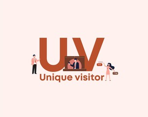 UV unique visitor. Advertising organization of site and web management applications discussion digital privacy and marketing form of encryption transaction certificate with vector consumers.