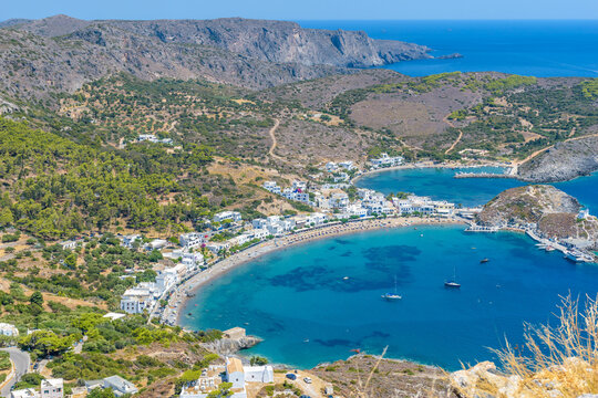 Panoramic view of Kapsali village , Kythira  island, Greece.