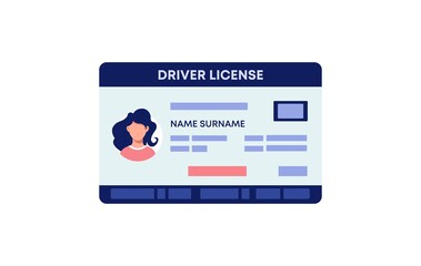 Driving license banner. Document to drive vehicle with character identification signature and seal standard international automobile licensed sample with vector photo.