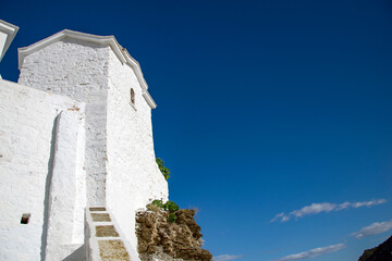 traditional white church, on the island of Skopelos, Greece