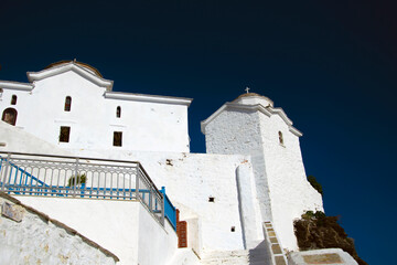 Fototapeta na wymiar traditional white church, on the island of Skopelos, Greece