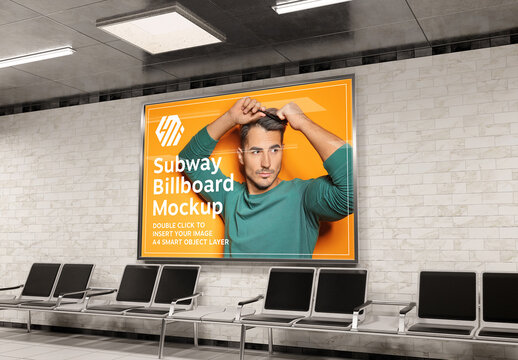 Billboard in Subway Station Mockup