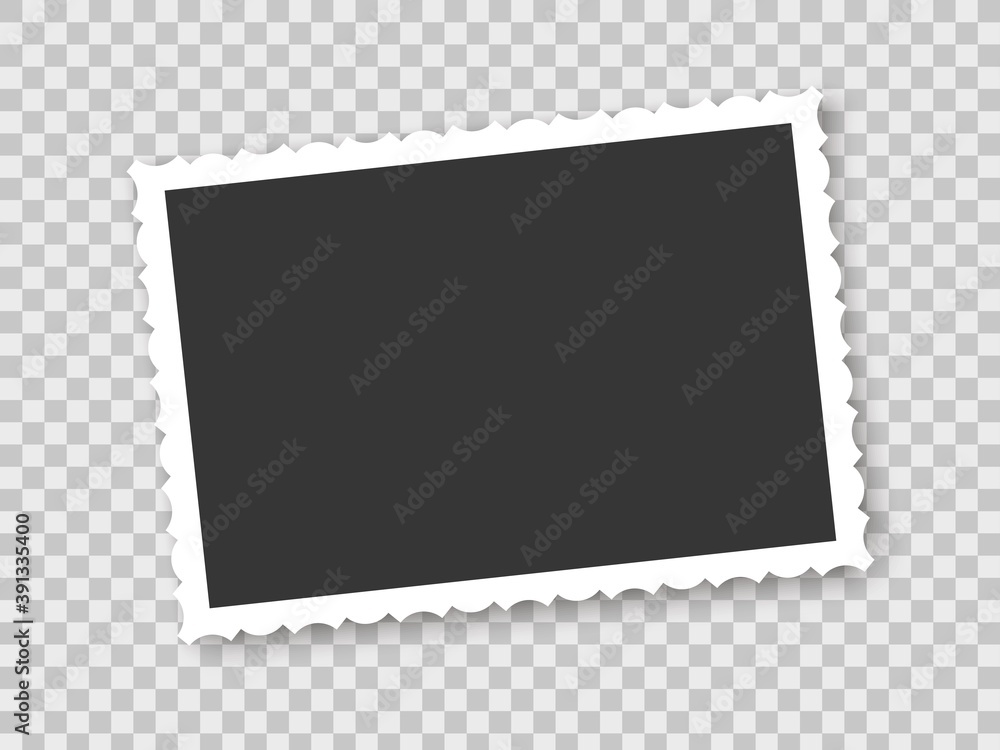 Poster vintage photo frame on transparent background. realistic retro picture square empty snapshot with sh