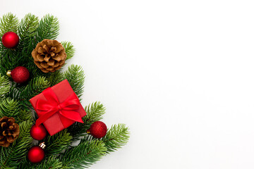  Christmas composition  on white background. Flat lay