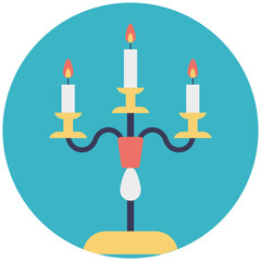 

Flat design vector of christmas candle in candle bowl icon
