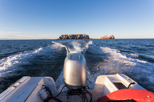 View from power boat across the Sea of Cortes, also known as the Gulf of California, Mexico.