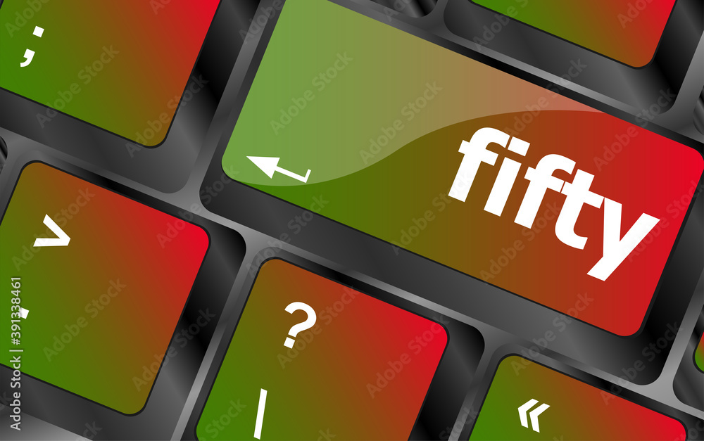 Poster fifty word on computer pc keyboard key