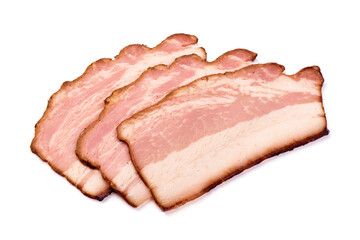 Smoked meat slices, isolated on white background