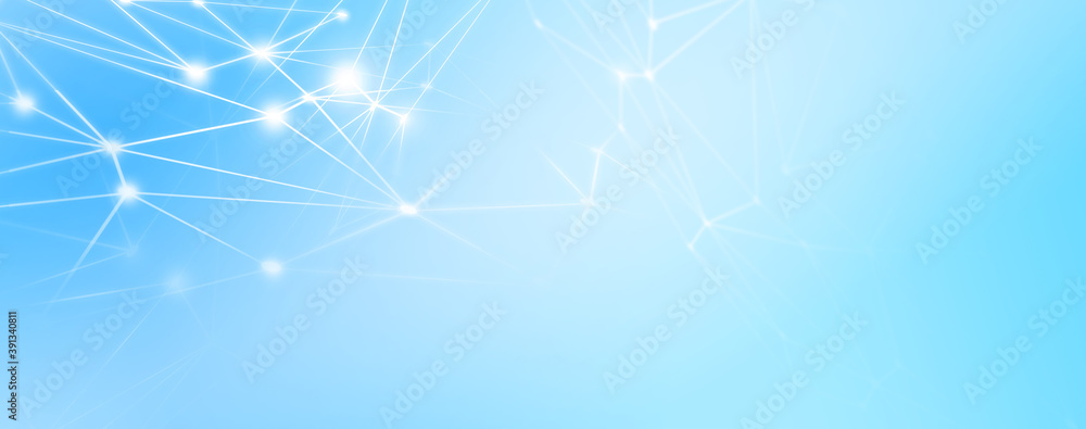 Poster panoramic abstract dot and triangle connection., the world is connect concept, digital futuristic mi