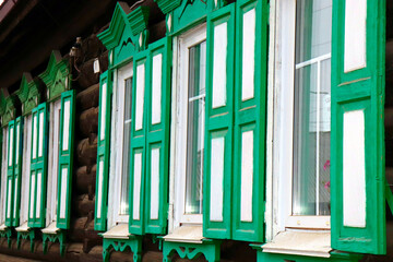 Typical house of Siberia near the Baikal lake in Russia
