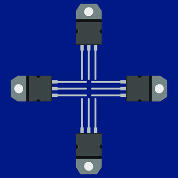 voltage integrated circuit(IC), voltage regulator IC,Isolated MOSFET electronic package 3d illustration.
