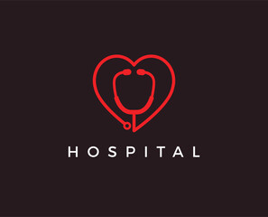 minimal hospital logo template - vector illustration