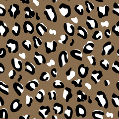Abstract animal skin leopard seamless pattern design. Jaguar, leopard, cheetah, panther fur. Seamless camouflage background. funny drawing Lettering poster or t-shirt textile graphic wild design. Spot