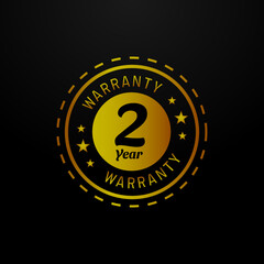 Two year warranty logo design template on black background