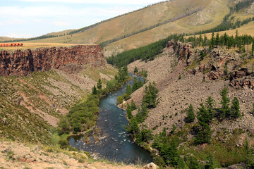 Chuluut River canyon in Mongolia Asia