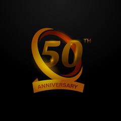 50th anniversary golden logo design on black background