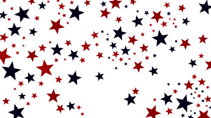 Abstract stars pattern with various red and blue star seamless background. Minimalist star shapes ornament design, red and blue color stars textures. USA / United States of America flag abstract decor