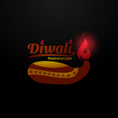 Hand drawn diwali concept design on black background