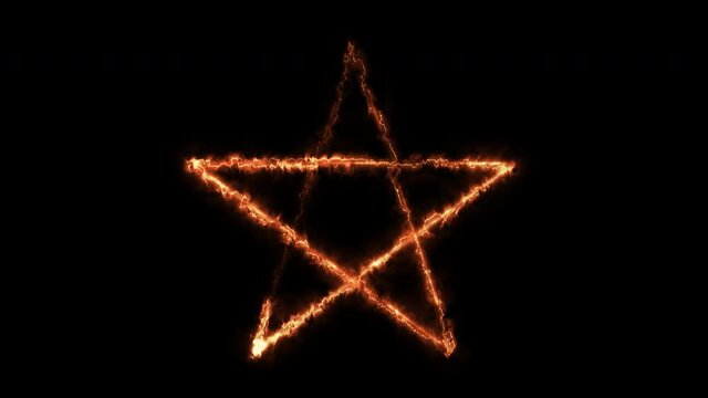 Burning pentagram symbol on alpha channel background