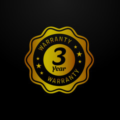 Naklejka premium Three year warranty logo design template on black background