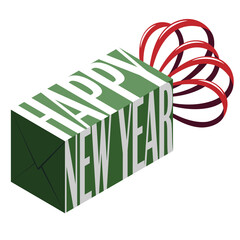 Fototapeta premium Present gift box, New Year celebrate, vector art and illustration